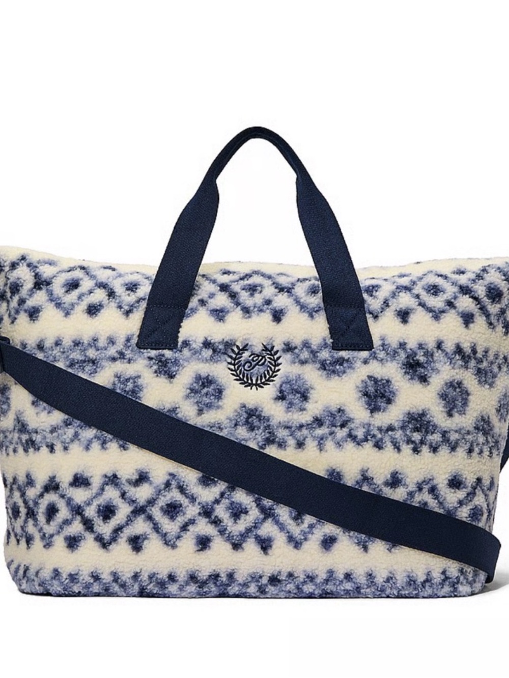PINK Victoria's Secret Navy and Cream Patterned Tote